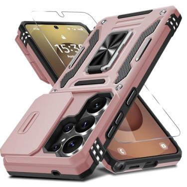 Imagem de DEERLAMN Capa para Samsung Galaxy S26 Ultra de 6,9 polegadas com capa de câmera deslizante + protetor de tela (1 unidade), suporte de anel rotacionado, capa protetora à prova de choque de grau militar