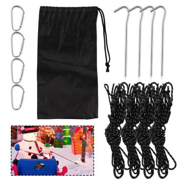 Imagem de 4 peças de estacas de amarrar, corda de estaca de barraca, kit de reparo de barraca de metal para dispositivo de fixação de acampamento