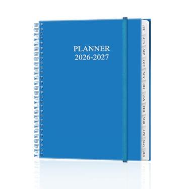 Imagem de Agenda 2026-2027 - Planejador semanal e mensal de julho de 2026 a junho de 2027, agenda 2026 2027 com bolso interno, faixa elástica, 21,6 cm x 28 cm, azul