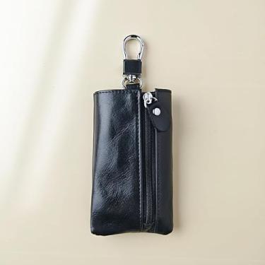 Imagem de Bolsa pequena para chaveiro, mini porta-moedas com zíper, porta-chaves, carteira, mini bolso para porta-chaves para mulheres ou homens, Preto, Small