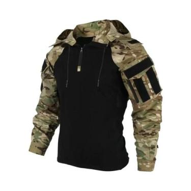 Imagem de Camisa Tática Camo Com Capuz Para Homens, Vestuário De Resistência Par