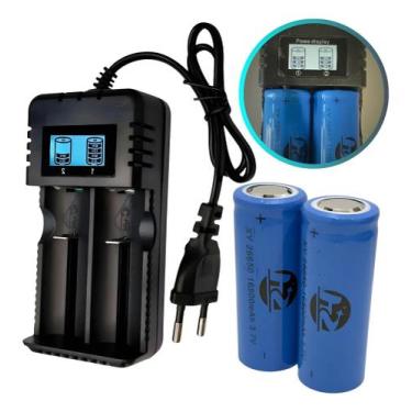 Imagem de Carregador Duplo + 2 Bateria Recarregável 26650 3.7v 16800mah - HZ