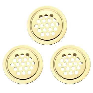 Imagem de PATIKIL Saídas de ar circulares de 2,5 cm (25 mm), pacote com 3 aberturas de ventilação de aço inoxidável Soffit Louver de malha redonda para cozinha, banheiro, sapato, armário, guarda-roupa, dourado