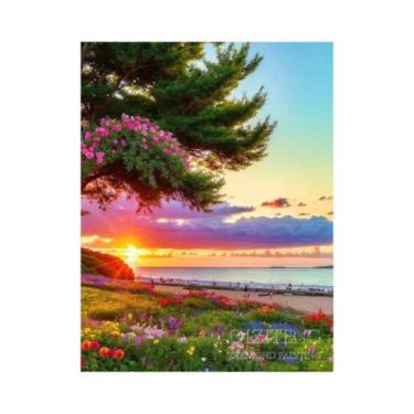 Imagem de Paisagem De Praia 5D DIY Bordado Com Diamantes Kits De Pintura Complet