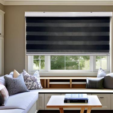 Imagem de Persiana Rolo Duplo Tecido Zebra Preta 220 L X 220 A Double