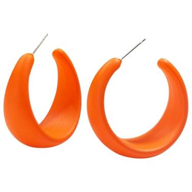 Imagem de RofYof Brincos de argola redondos pequenos de acrílico para mulheres, argolas abertas, leves, cor doce, brincos de argola grossa, joias para presente, Small, Acrílico, Sem pedra preciosa