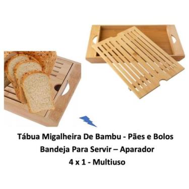Imagem de Migalheira Tábua Corte Pães E Bolos Bandeja Aparador Bambu - Clink