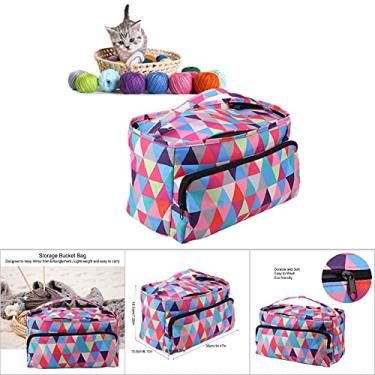 Imagem de Aqur2020 Saco de Balde de Armazenamento, Organizador de Fio de Linha de crochê Octogonal, Saco de Costura Com Furo Superior e Fecho de Zíper para Projetos de tricô, (Material de proteção ambiental 600D 2)
