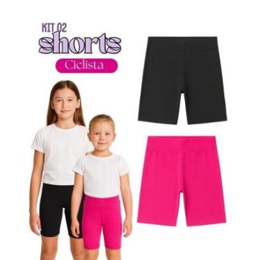Imagem de Kit 2 Shorts Menina Ciclista básico Infantil Juvenil Roupa Verão Feminina Algodão + Cotton Tam 4-10-Feminino