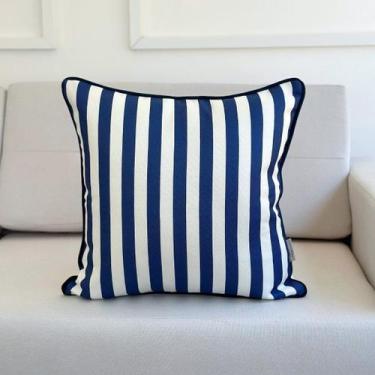 Imagem de Capa Almofada Linhão Listra Azul c/ Debrum 45x45 - AMOFADAS