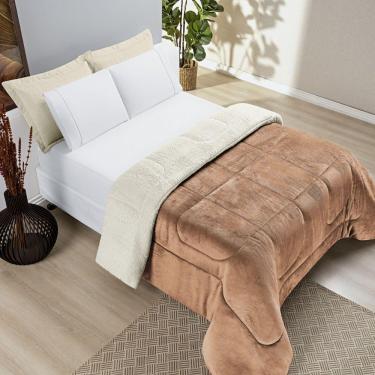 Imagem de Coberdrom Casa Scarpa Apollo King Sherpa Pele De Carneiro + Manta Flannel - Rosa Alaranjado Apricot