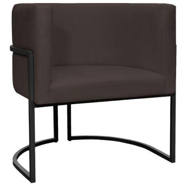 Imagem de Poltrona Luna Suede Cores Base De Ferro Preta - Marrom, Suede