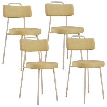 Imagem de Kit 04 Cadeiras Decorativas Estofada Sala Jantar Barcelona Arena L02 Couríssimo Fendi - Lyam
