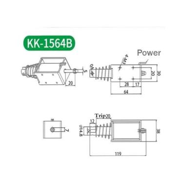Imagem de Eletromagneto Linear De Tração E Impulsão 12V 24V DC Com Estrutura Abe