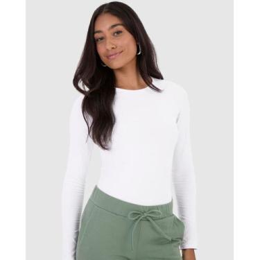 Imagem de Blusa Básica Feminina Decote Redondo Em Algodão - Malwee, Branco, M