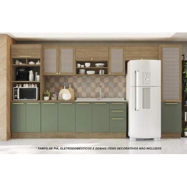 Imagem de Armário de Cozinha Modulada Completa Reta 8 peças 4,00m 188 Botanic Ka