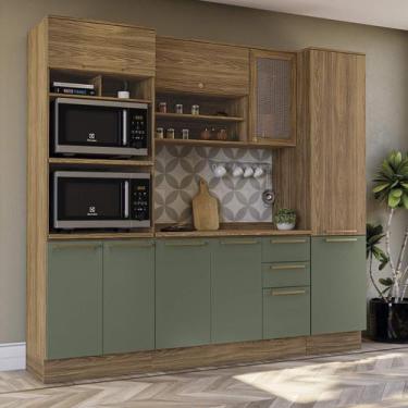 Imagem de Armário de Cozinha Modulada Completa Reta 5 peças 2,40m 297 Botanic Ka