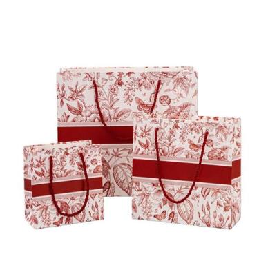 Imagem de Conjunto de sacolas de presente Red Botanical Vintage Floral, pacote c