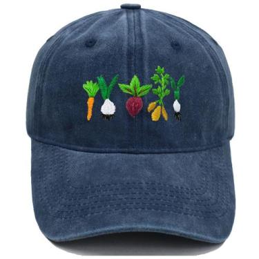 Imagem de Boné de beisebol, chapéu liso lavado em algodão com bordado de vegetai