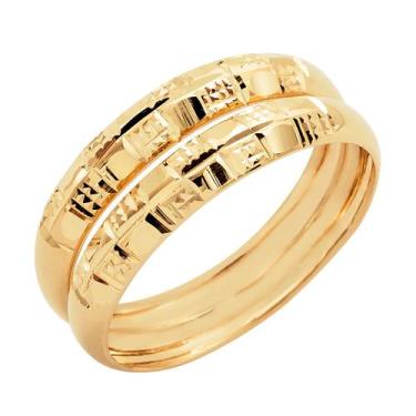 Imagem de Par Aparador em Ouro de Aliança para noivado e casamento Oro Nero 2 pe