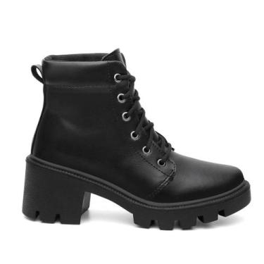Imagem de Bota Coturno Feminino Moderno Tratorada Preta de Plataforma - GGFontan