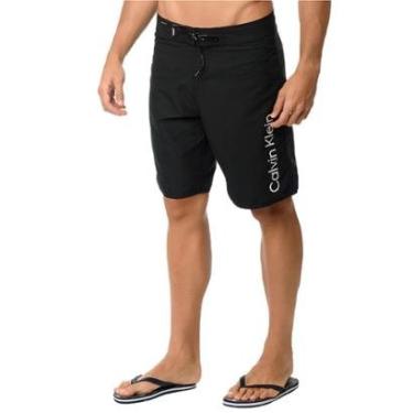 Imagem de Bermuda Calvin Klein Swimwear Masculina D'Água Vertical New Logo Preta-Masculino
