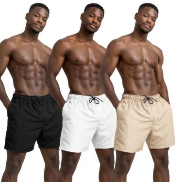 Imagem de Kit 3 Bermudas Masculinas Leves em Tactel com Secagem Rápida e Bolsos-Masculino
