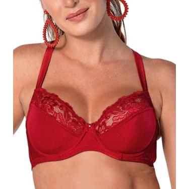 Imagem de Sutiã Lousane Renda Nadador Aro Sem Bojo Plus Demillus 064086, Vermelh