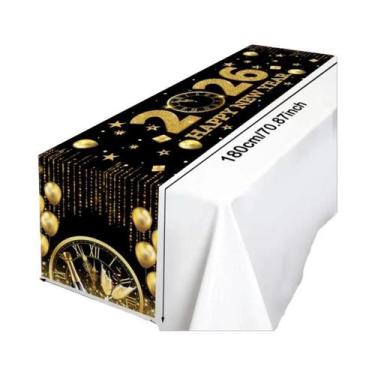 Imagem de Caminho De Mesa De Ano Novo Com Estampa De Fogos De Artifício E Champa