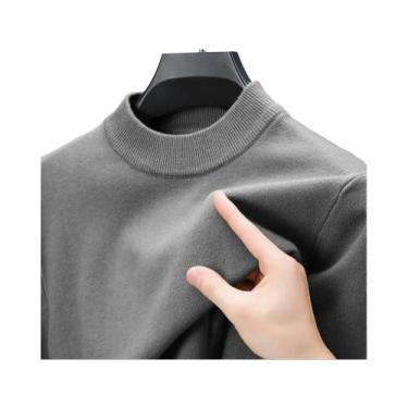 Imagem de Suéter Masculino Casual De Malha Gola Alta Sólida Para Outono Inverno 