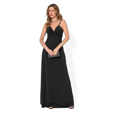Imagem de Vestido Bisô Jersey Longo Torção Preto-Feminino