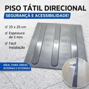 Imagem de Piso Tátil PVC 25x25cm Direcional - Dupla Face - 10 Peças - WAT Acessi