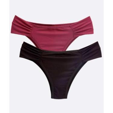 Imagem de Kit 2 Calcinhas Feminina Biquíni Marisa-04756, Rosa, Preto, G