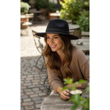 Imagem de Chapéu Fedora Floppy Aba Longa Unissex Preto Elegância - Congratulatio