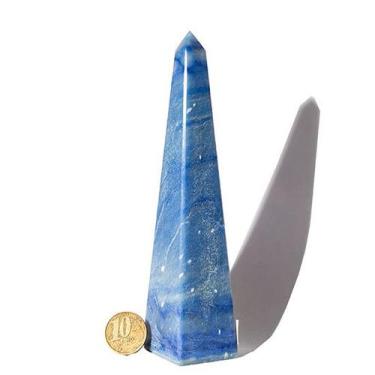 Imagem de Obelisco Quartzo Azul Natural 14 a 16 cm 300 a 400 g - Tipo B - Crista