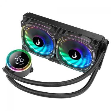 Imagem de Water Cooler Rise Mode Aura Ice Black, ARGB, 240mm, Intel-AMD, Preto, 