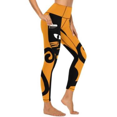 Imagem de Calças de ioga KevaMolly femininas de Halloween de cintura alta com bo