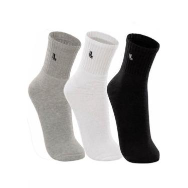 Imagem de Kit 3 Meias Cano Médio Lupo - Preto/Cinza/Branco - 03248  Pau a Pique,