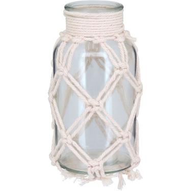 Imagem de VASO  DECORATIVO ENFEITE CASA TRAMA ALGODÃO VIDRO 16x9x9cm