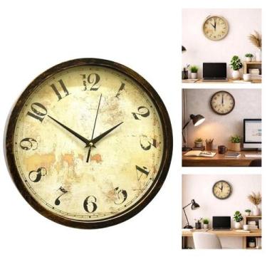 Imagem de Relogio de parede estilo madeira redodndo vintage retro rustico envelh