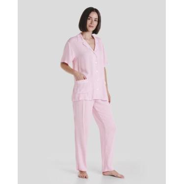 Imagem de Pijama Feminino Longo Jacquard Macio Rosa Lohe, Rosa, XG