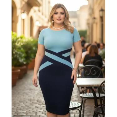 Imagem de Vestido Plus Size Detalhe em X Moda Feminina Evangélica - Miss FLOWER,