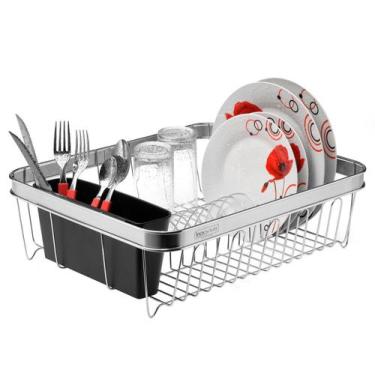 Imagem de Escorredor De Louça Com Porta Talher Inox Arthi, Cromado