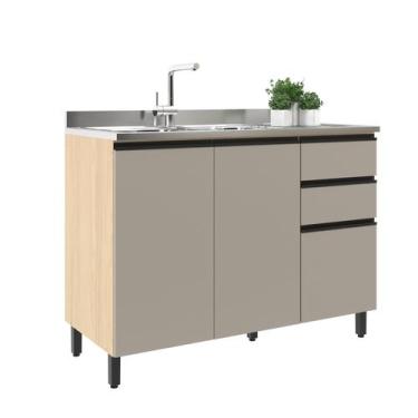 Imagem de Balcao para Pia 120 cm 100% MDF Naturale/Nude - Andria Móveis Sul