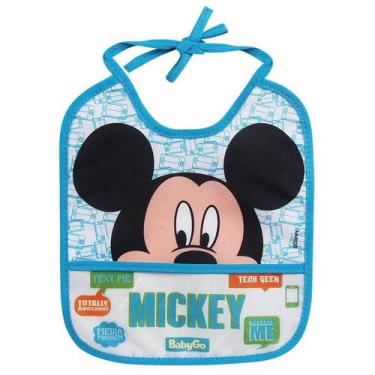Imagem de Babador Com Porta Migalhas Mickey Azul 03089 - Baby Go - REVAL