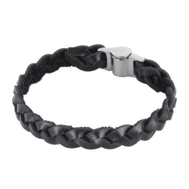 Imagem de Bracelete Masculino Trançado Preto Ostral 25086, G, Preto