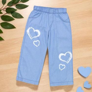 Imagem de Calça Jeans Infantil Estilo Wide Leg para Meninas - A Era Uma Vez, 12M