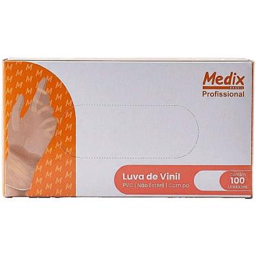 Imagem de Luva de Vinil Descartável com Pó Medix Profissional Transparente para Proteção das Mãos...