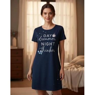 Imagem de Camisola Camisetão Algodão Várias Estampas P Ao Xgg Malwee, Azul marin