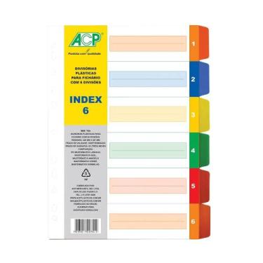 Imagem de Divisória Plástica para Fichário c/ 6 Unidades Colorido - ACP